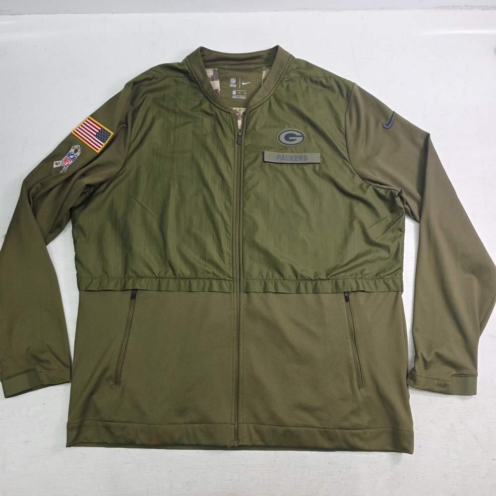 Nike Green Bay Packers Men's XXL 2XL Salute To Service Full Zip Light Jacket NFL